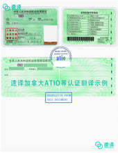 将图片加载到图库查看器，加拿大安省 ATIO 中国驾照翻译
